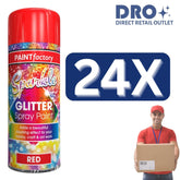 24X - Paint Factory Red Glitter Spray Paint 200ml